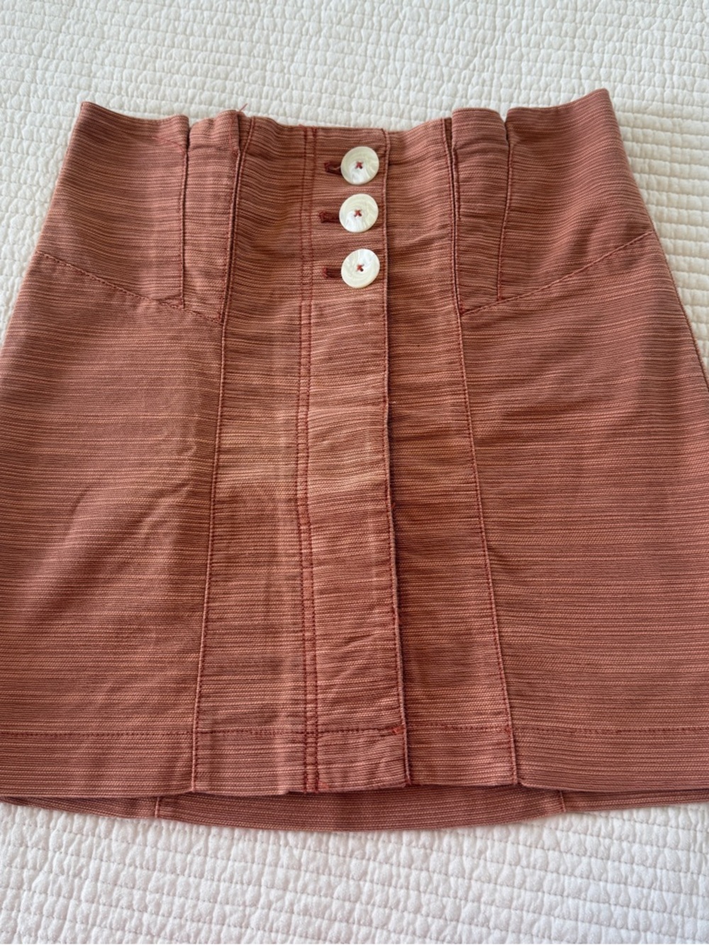Free People Rust Button-Front Mini Skirt